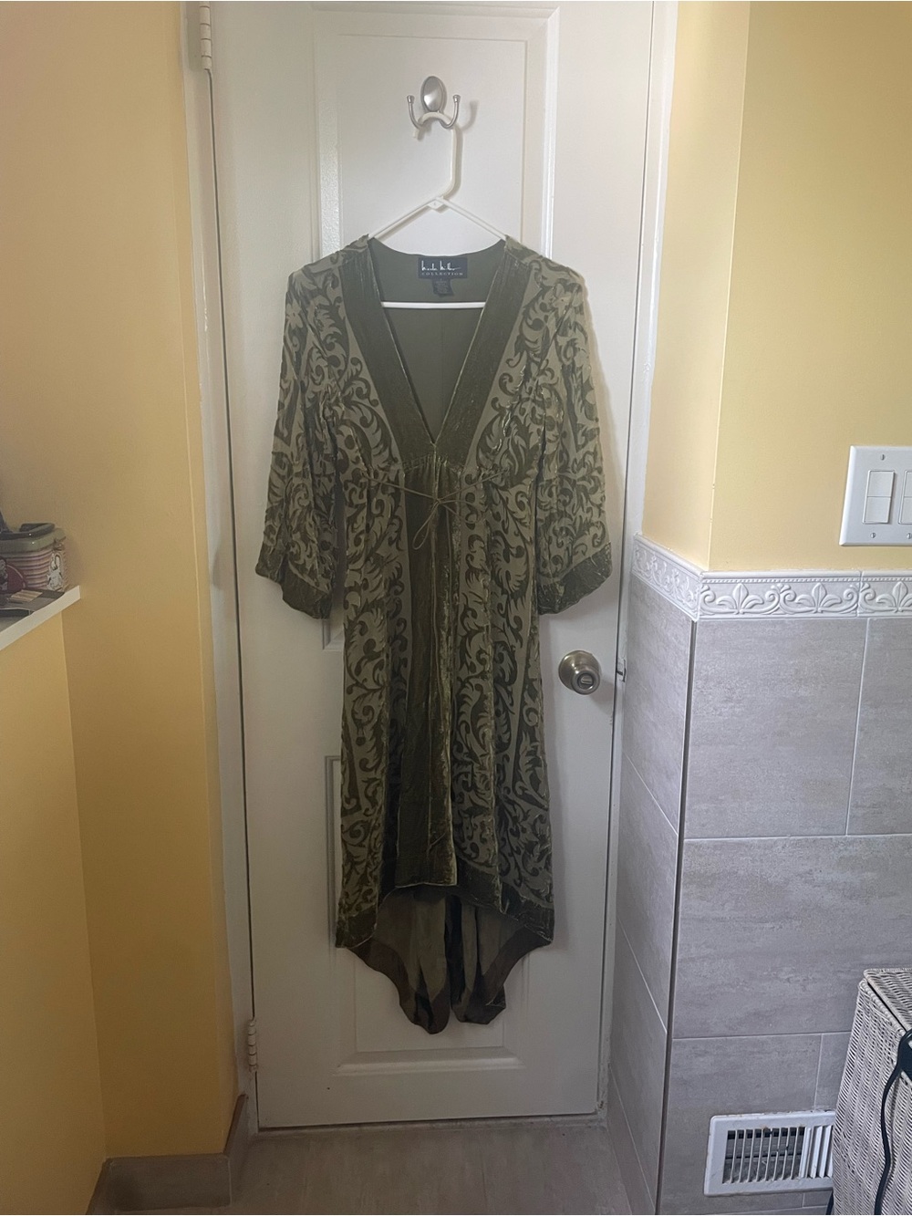 Vintage Nicole Miller Green Silk and Rayon Medieval Dress